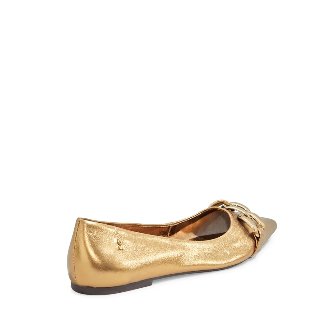 Sapatilha Couro Metalizado Bronze Bico Fino - vista 3 de 4