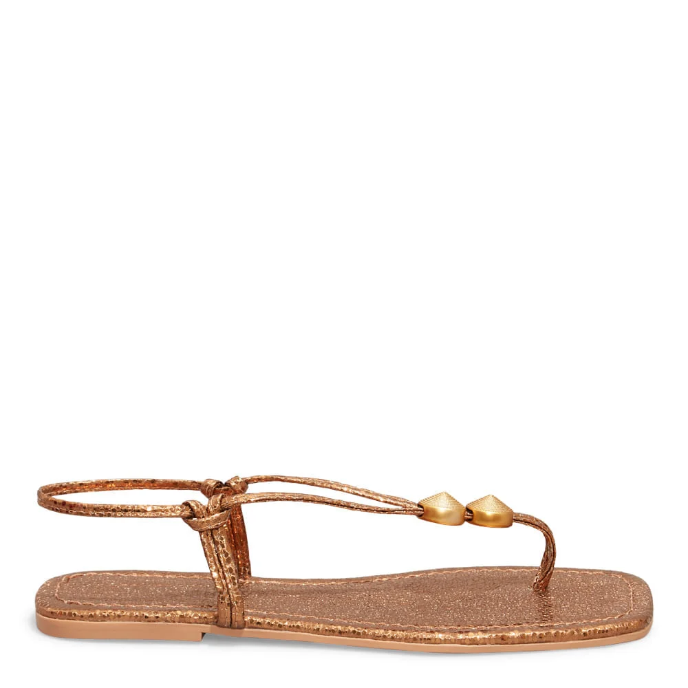 Sandália Rasteira Metalizado Glow Bronze Bico Quadrado - vista 1 de 2