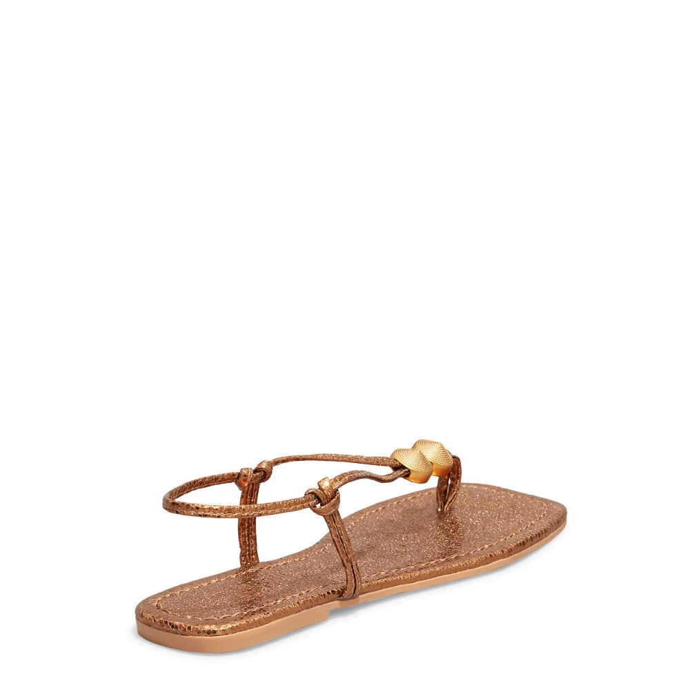 Sandália Rasteira Metalizado Glow Bronze Bico Quadrado - vista 2 de 2