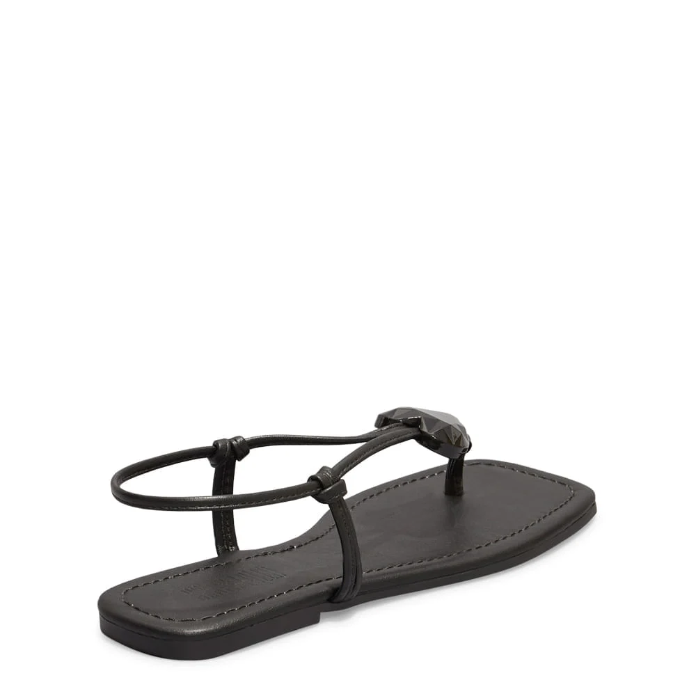 Sandália rasteira Napa Soft Preto Bico Quadrado - vista 3 de 4