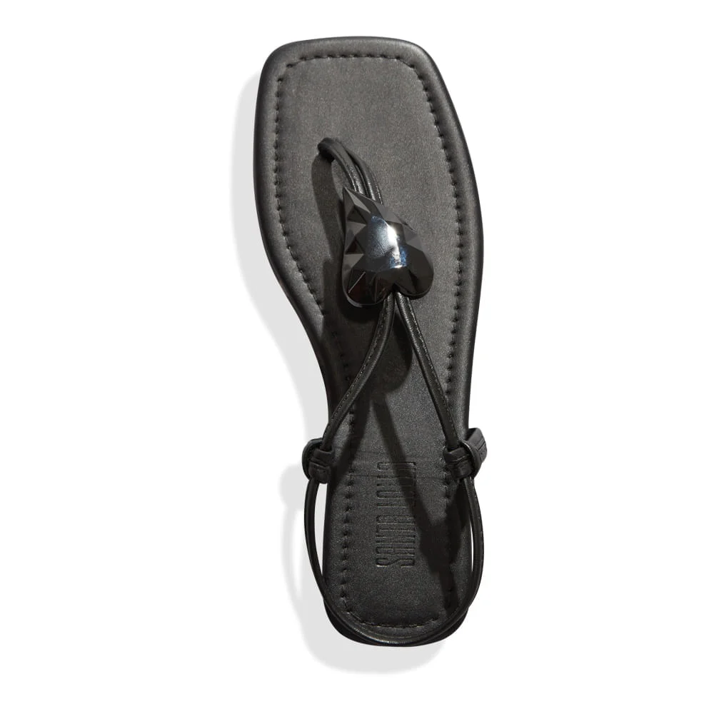 Sandália rasteira Napa Soft Preto Bico Quadrado - vista 4 de 4