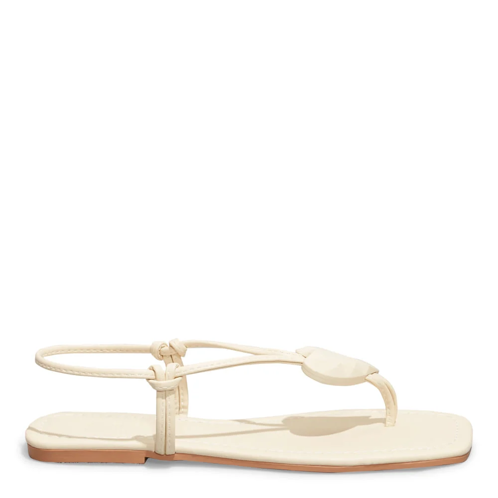 Sandália Rasteira Napa Soft Creme Bico Quadrado - vista 1 de 5