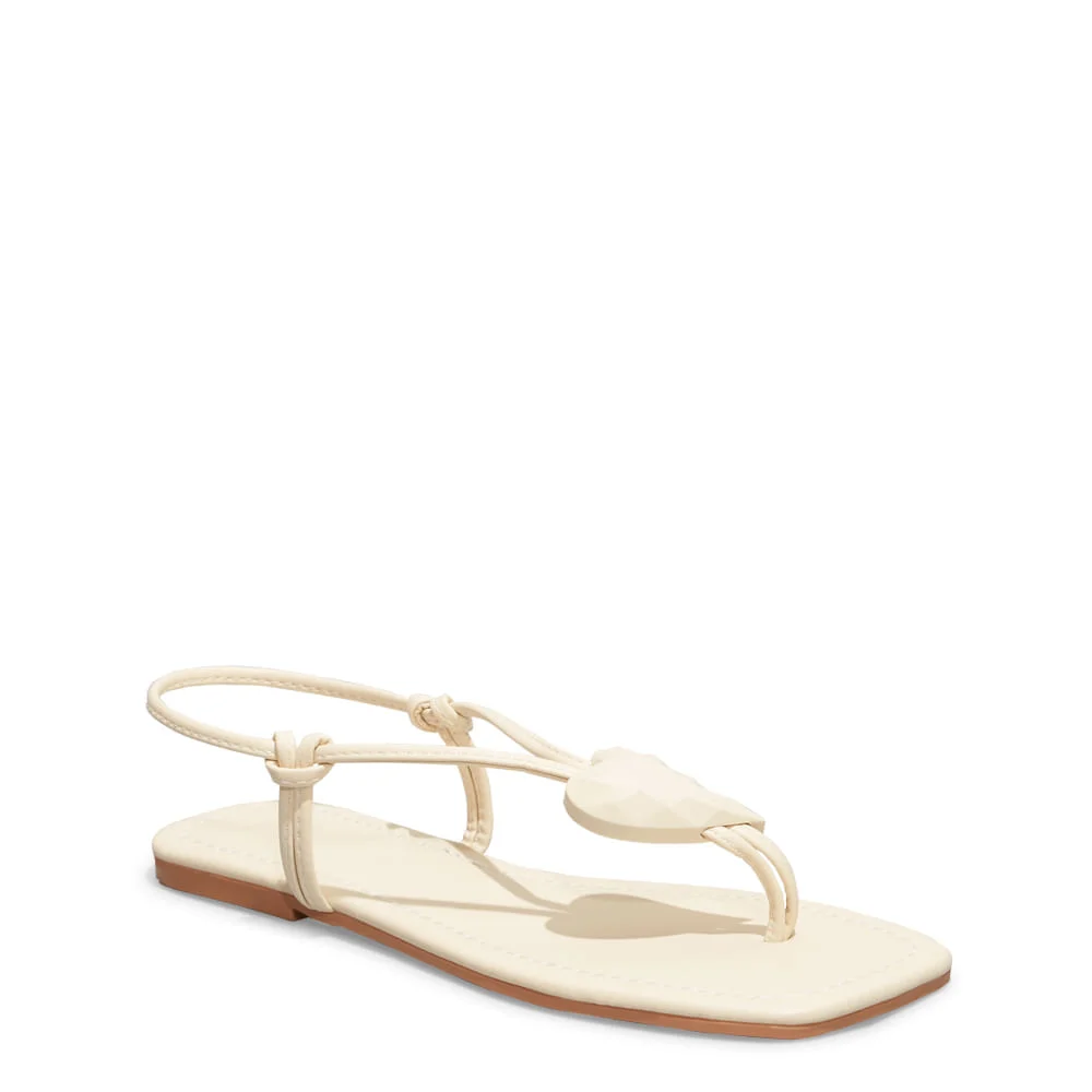Sandália Rasteira Napa Soft Creme Bico Quadrado - vista 2 de 5