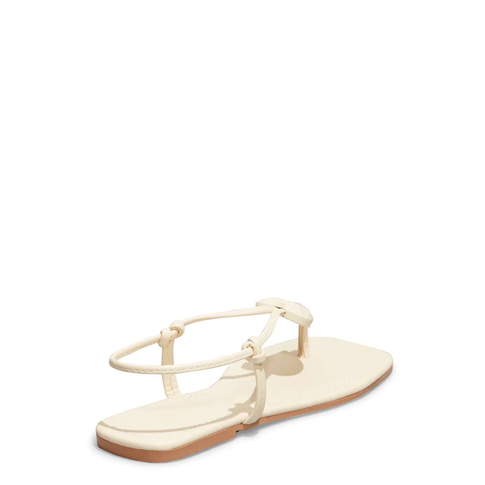 Sandália Rasteira Napa Soft Creme Bico Quadrado - vista 4 de 5