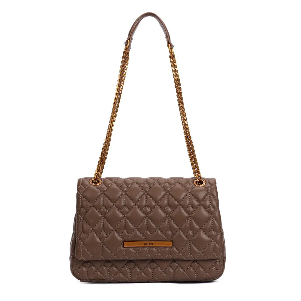 Bolsa Cinza Soft Matelassê Alça Corrente Dourada - vista 1 de 6