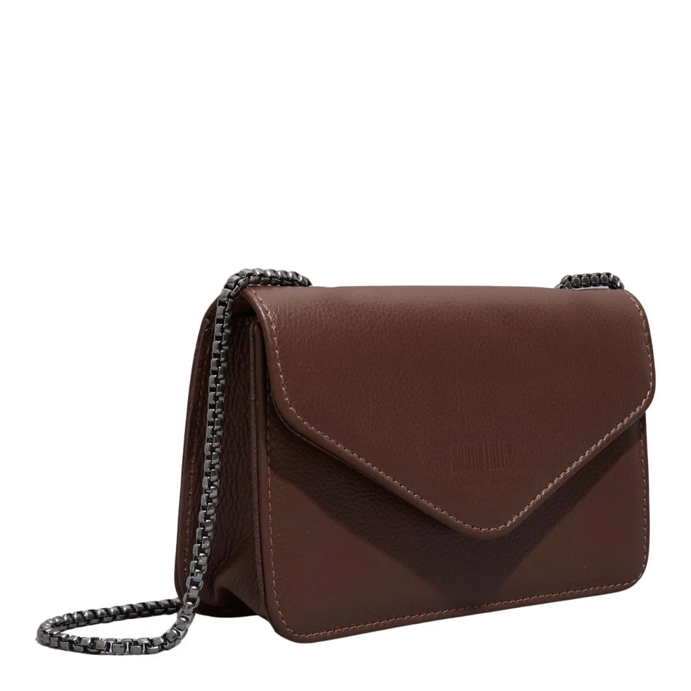 Bolsa Envelope Couro Floater Marrom Dark Alça Transversal - vista 2 de 3