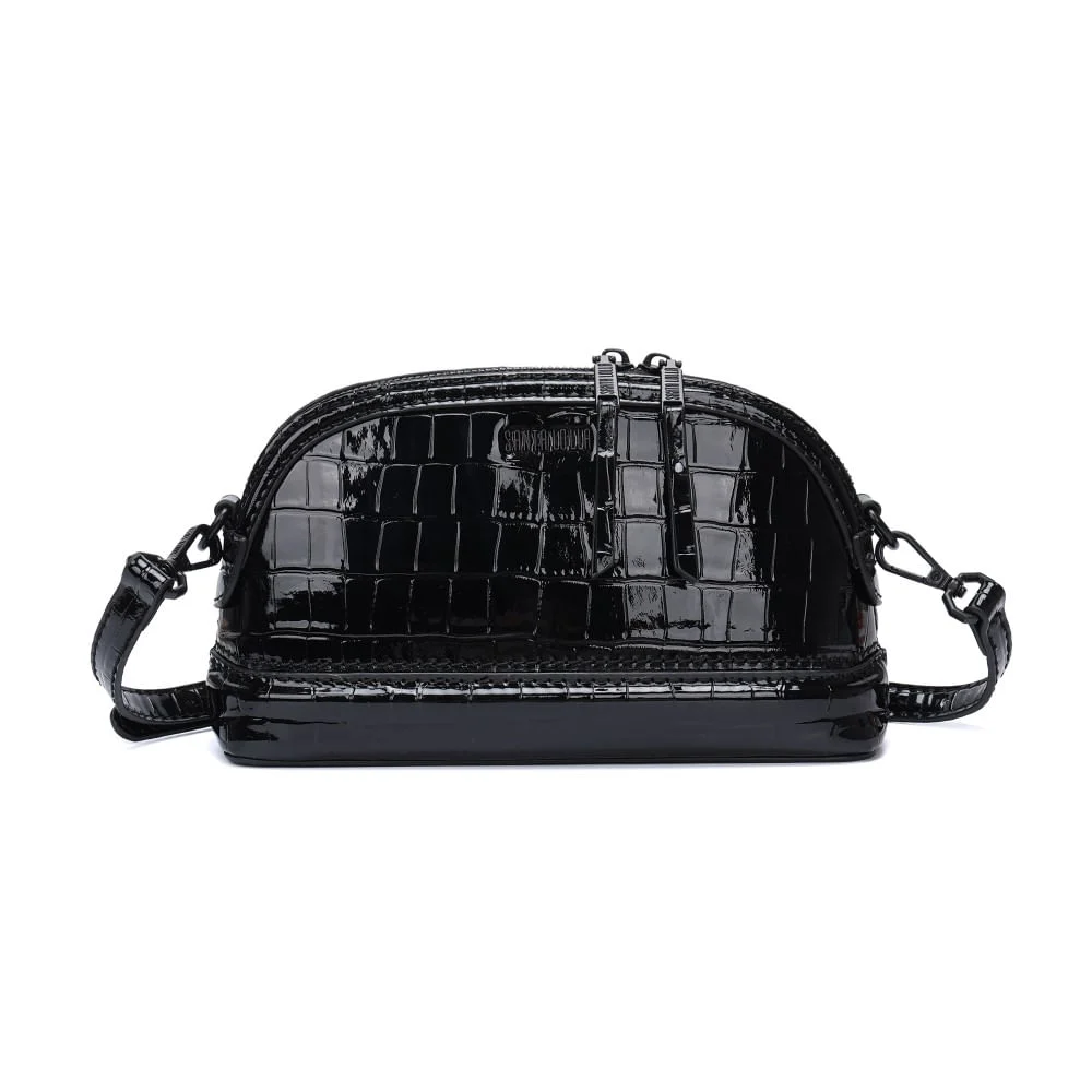 Bolsa Pequena Material Croco Preta Alça Transversal - vista 1 de 5