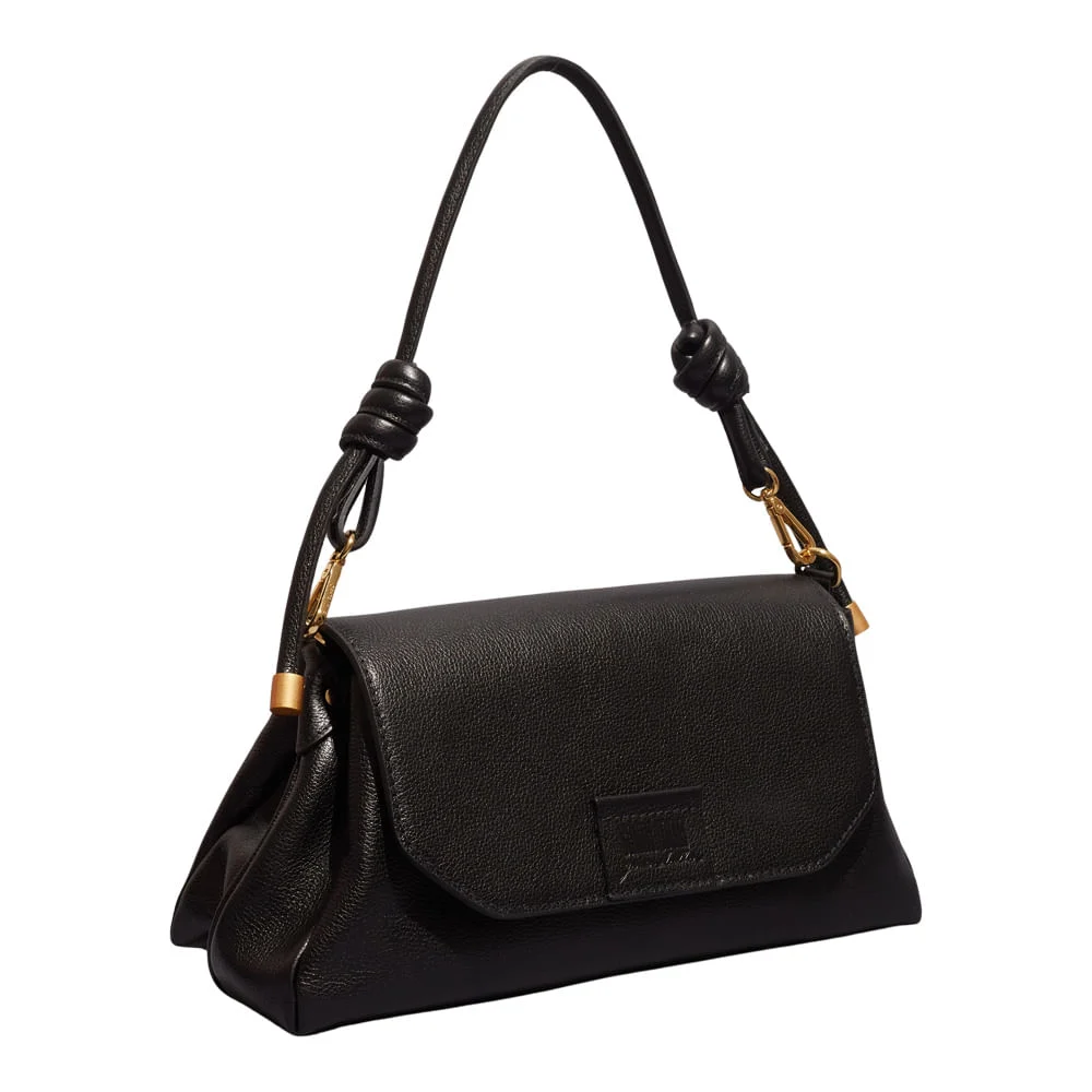 Bolsa Pequena Couro Floater Preta Alça De Ombro - vista 2 de 3