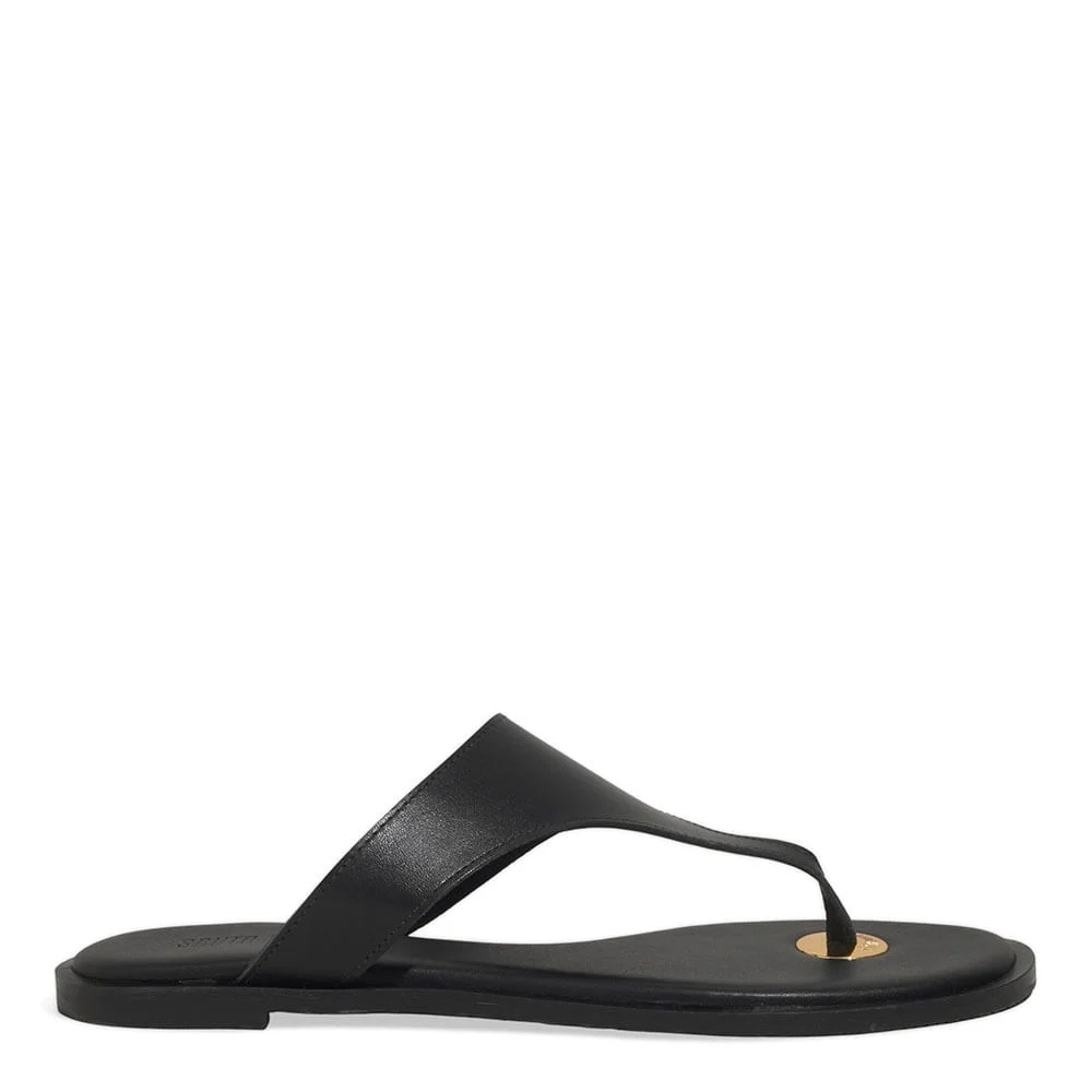 Rasteira Thong Couro Nobre Soft Preto - vista 1 de 4