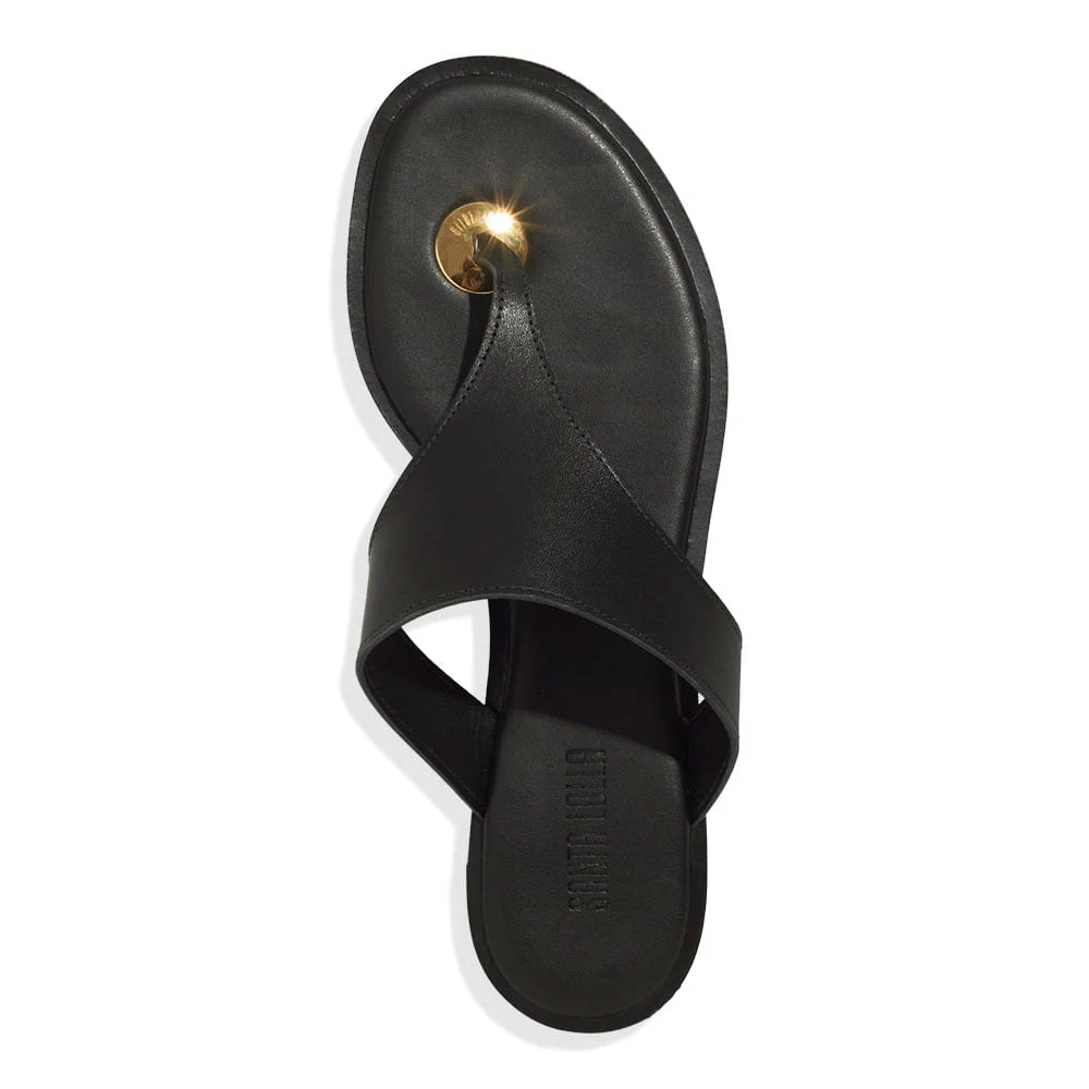 Rasteira Thong Couro Nobre Soft Preto - vista 4 de 4