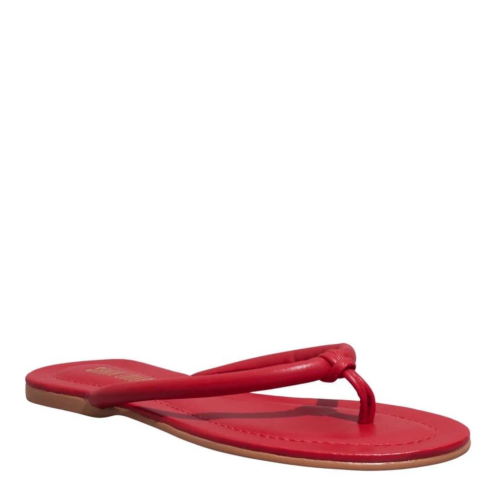 Rasteira New Mestiço Vermelho Bico Redondo - vista 2 de 4