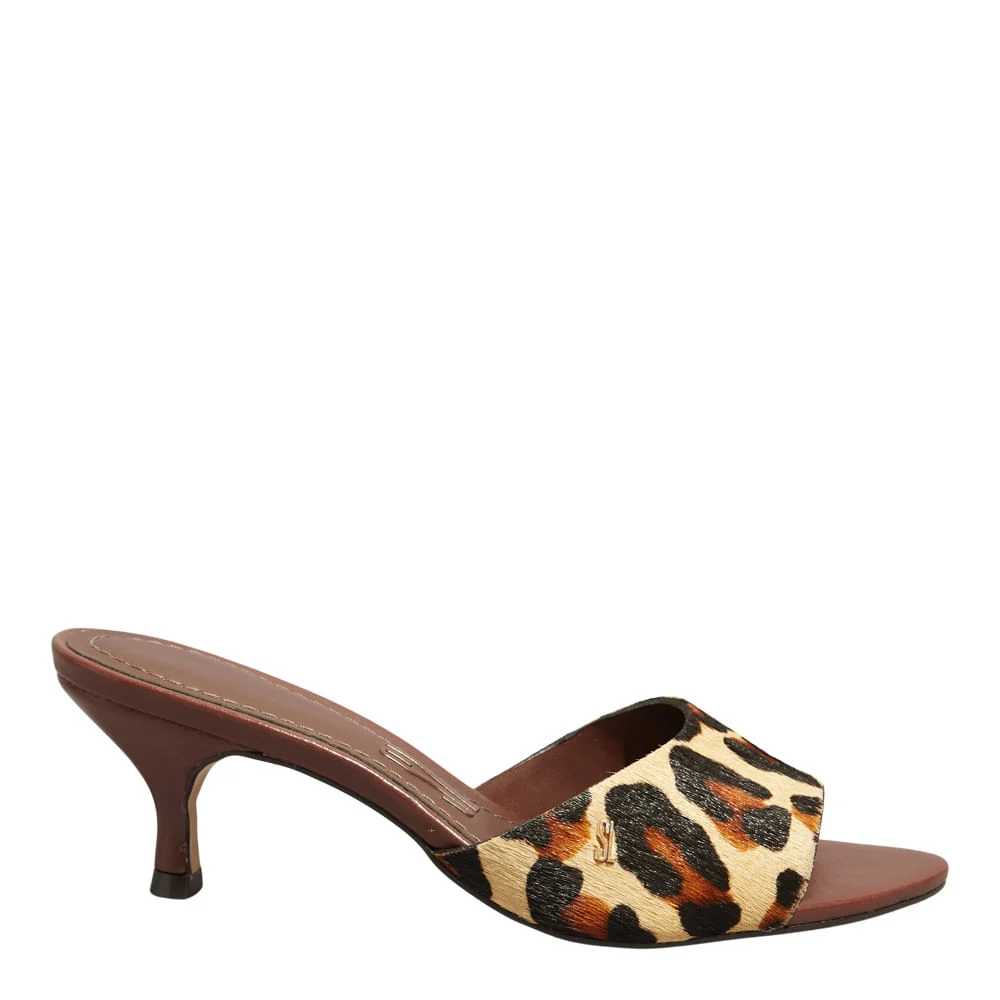 Mule Couro Pelo Salto Baixo Animal Print Onça - vista 1 de 3