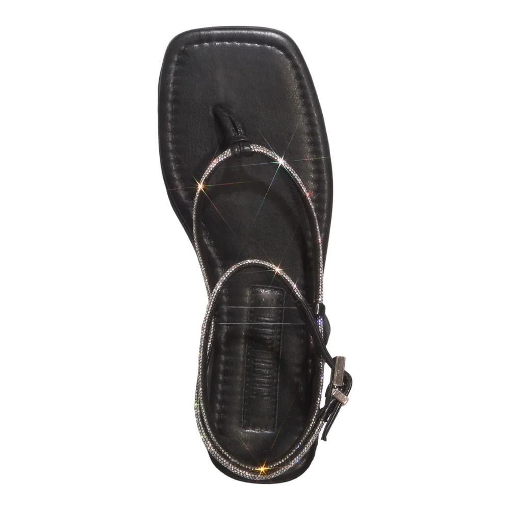 Rasteira Shiny Napa Soft Preto Bico Quadrado - vista 4 de 4