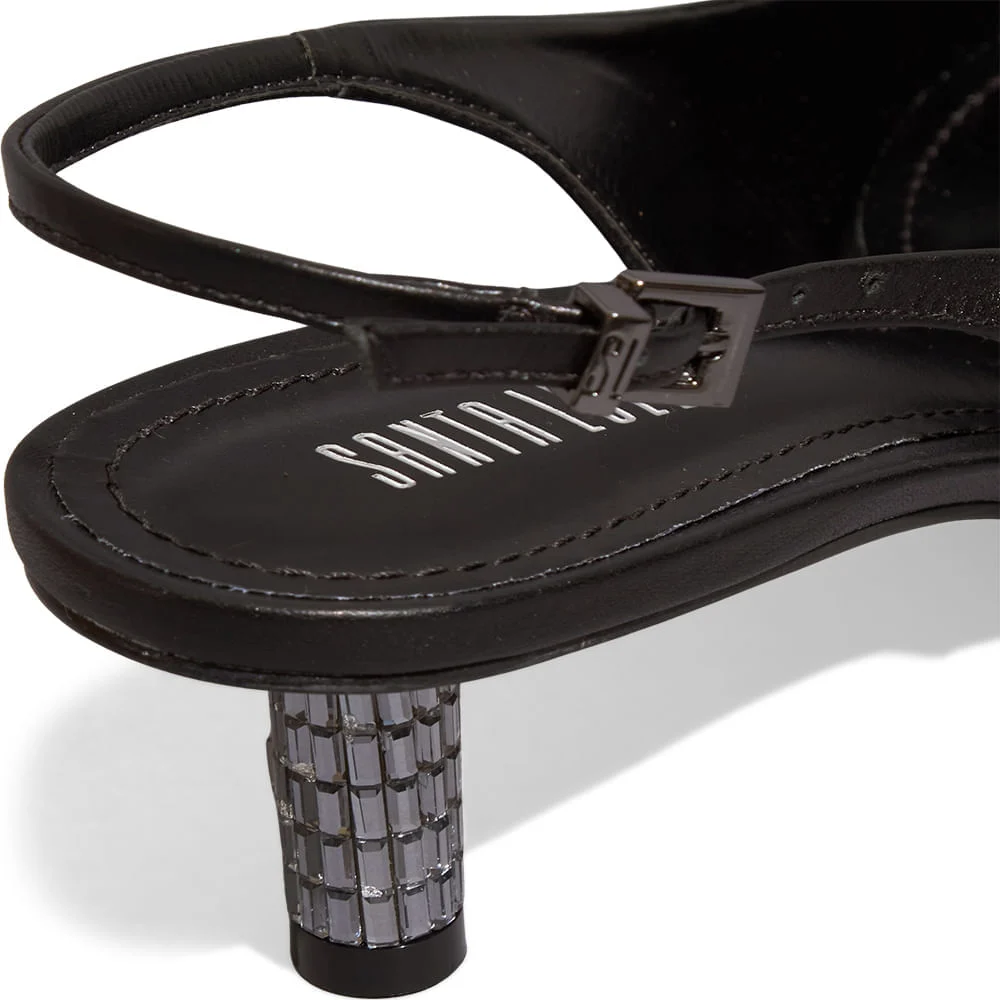 Scarpin Bico Fino Couro Confort Preto Salto Espelho - vista 5 de 5