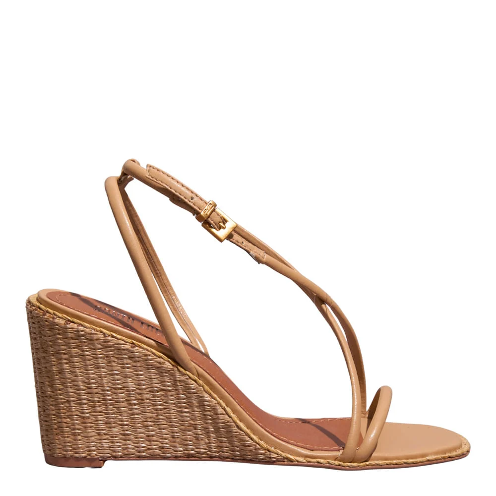 Sandália Espadrille Tiras Anabela Napa Soft Bege - vista 1 de 3