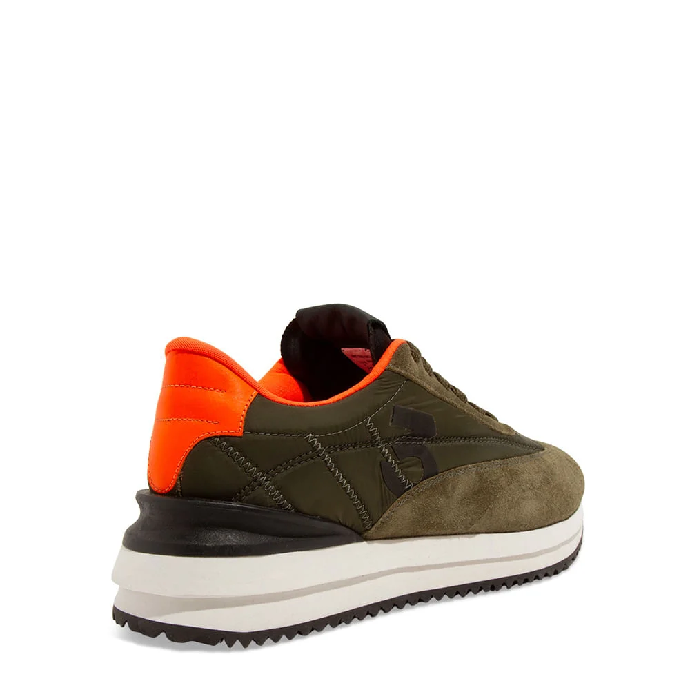 Tênis Jogger Masculino Couro Camurça Verde Oliva - vista 3 de 4
