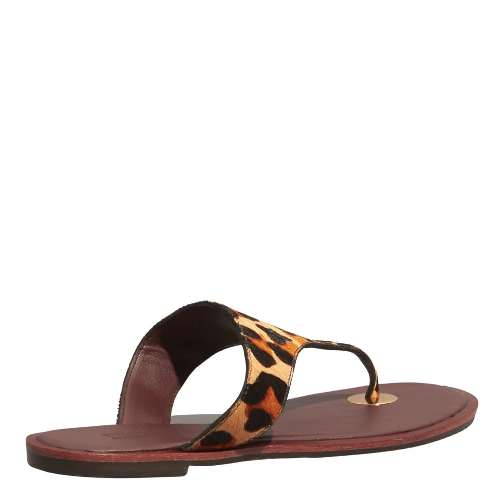 Rasteira Tira Dedo Couro Estampa Animal Print Onça - vista 4 de 5