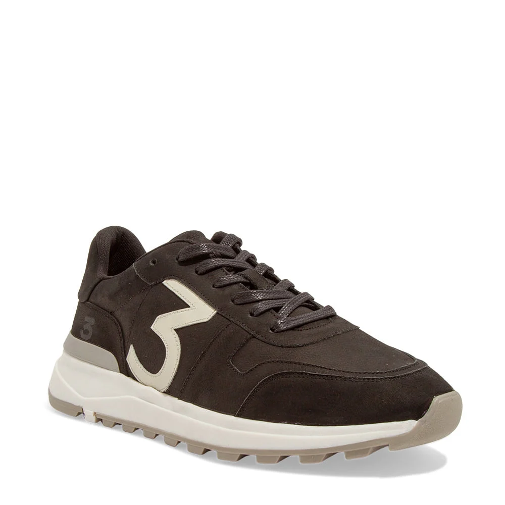 Tênis Jogger Masculino Couro Selaria Preto - vista 2 de 4