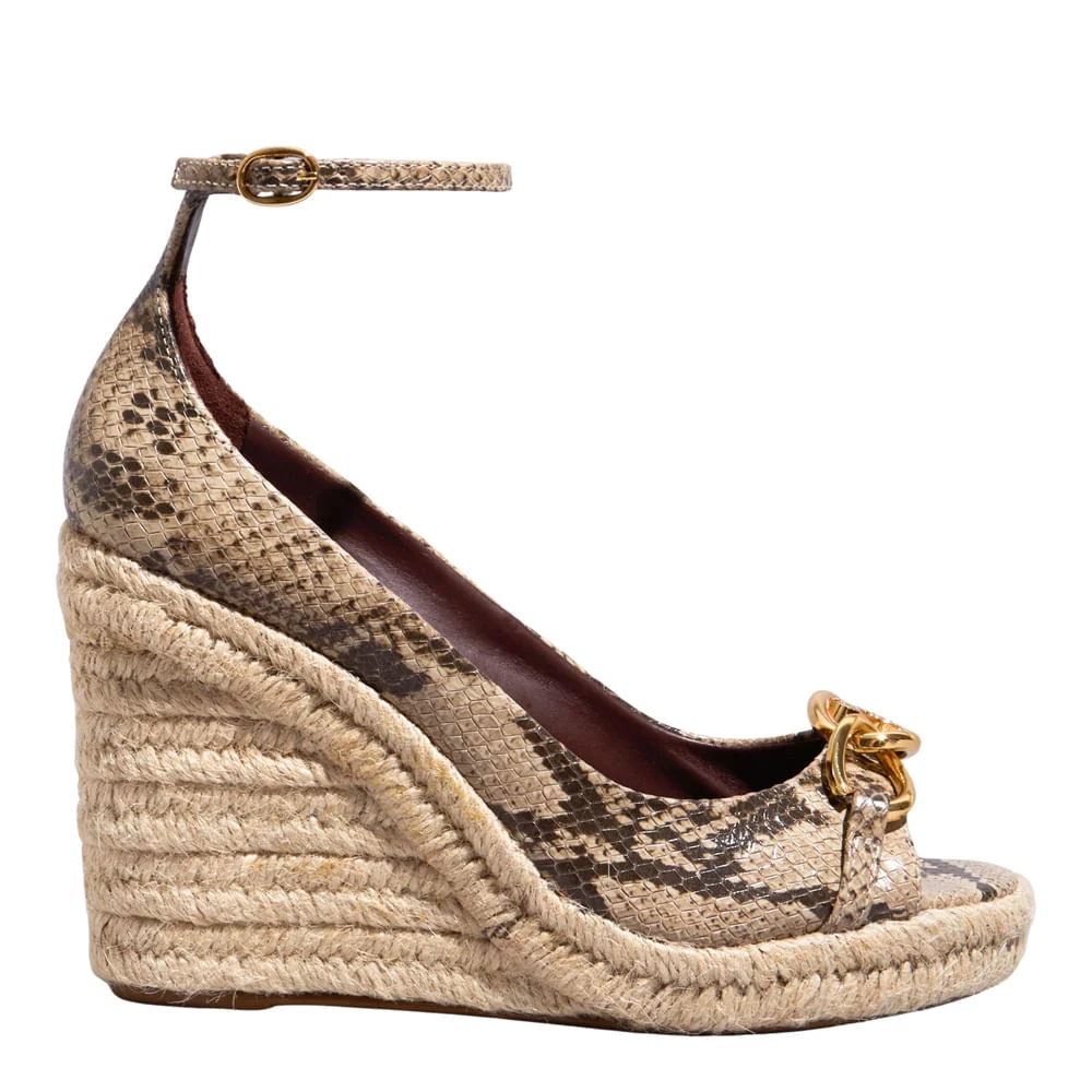 Espadrille Peep Toe Anabela Animal Print Estampa Cobra - vista 1 de 4