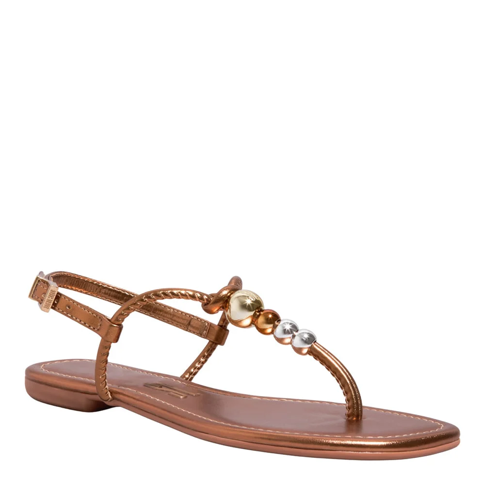 Rasteira Napa Metalizada Bronze Bico Quadrado - vista 2 de 5