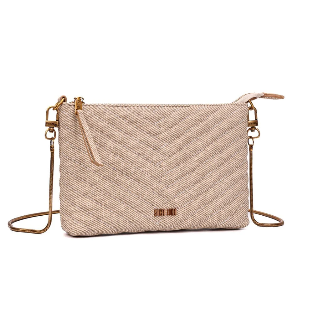 Bolsa Clutch Canvas Bege Claro Alça Corrente - vista 1 de 6