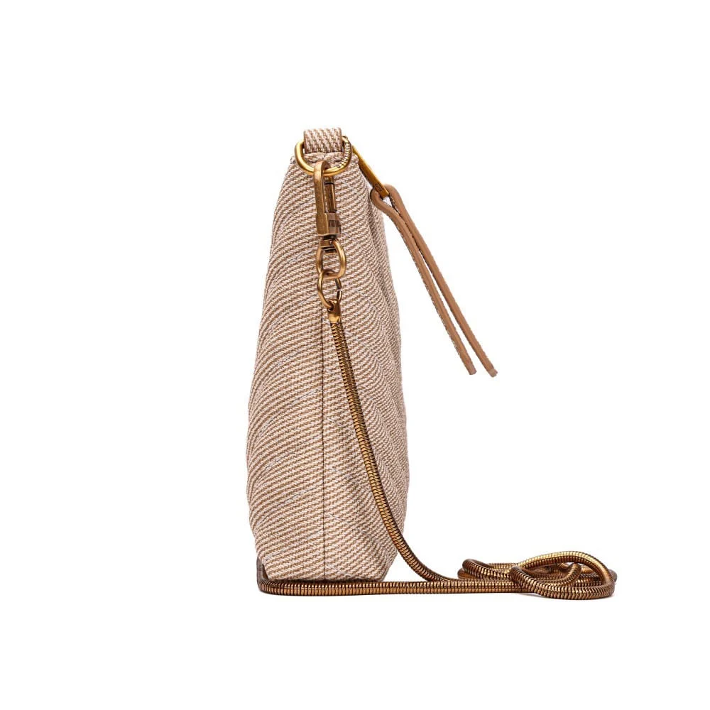 Bolsa Clutch Canvas Bege Claro Alça Corrente - vista 3 de 6