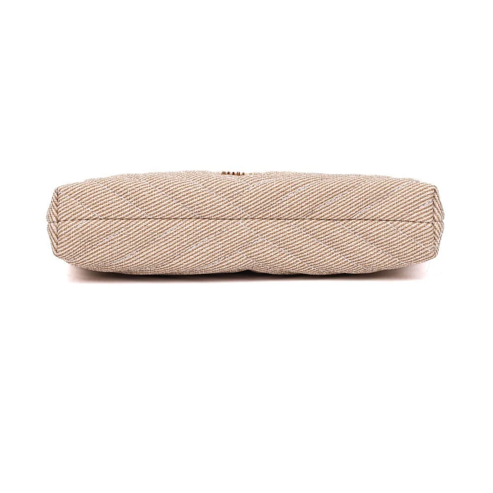 Bolsa Clutch Canvas Bege Claro Alça Corrente - vista 5 de 6