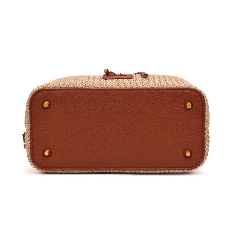 Bolsa Bucket Croco Bege Alça Dupla - vista 6 de 7