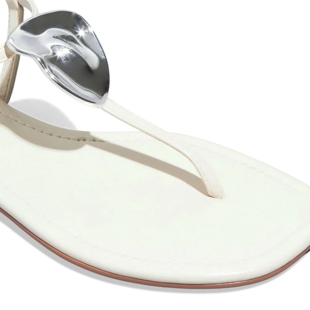 Rasteira Napa Madri Off White Metal Orgânico - vista 3 de 5