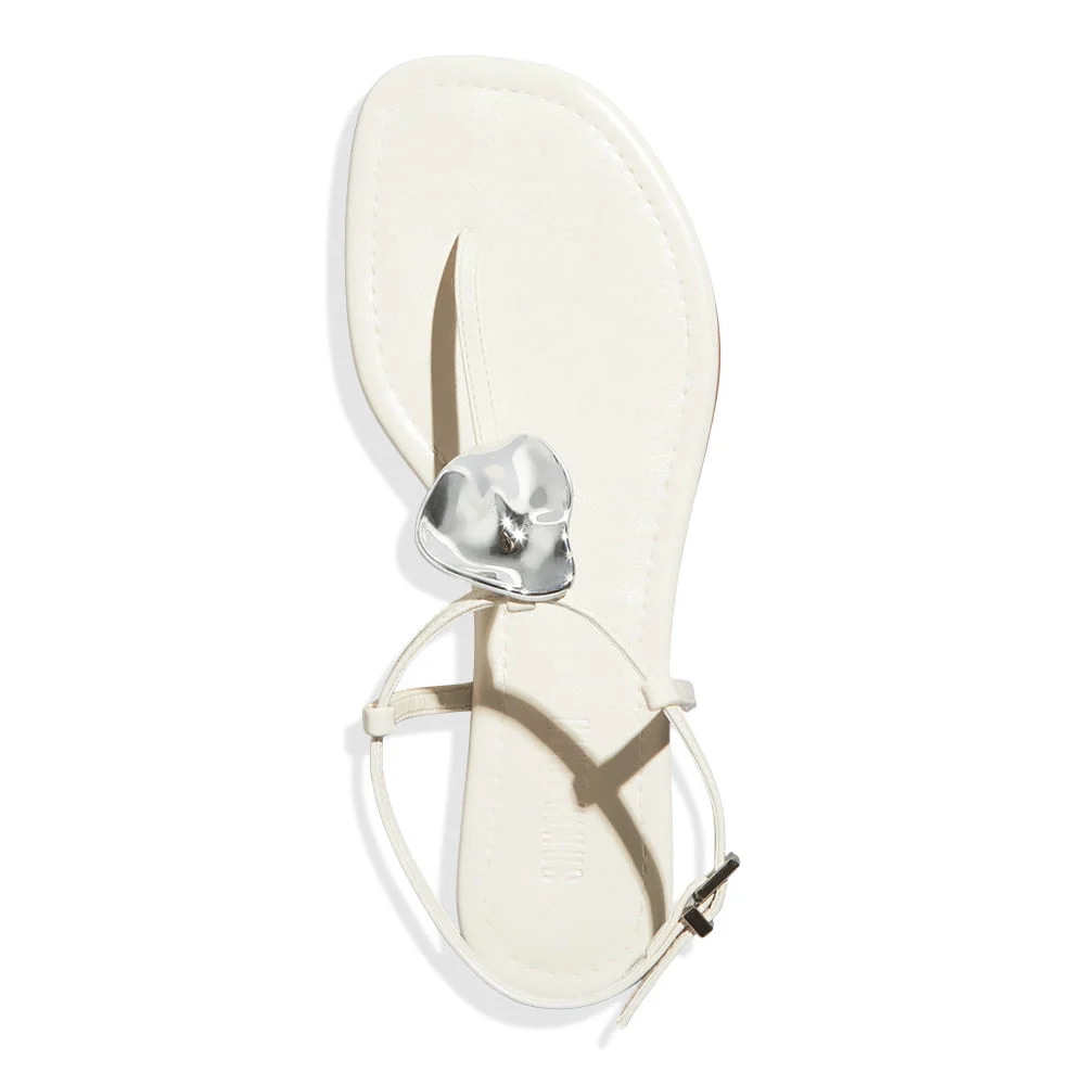 Rasteira Napa Madri Off White Metal Orgânico - vista 5 de 5