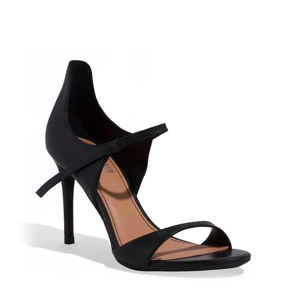 Sandália Couro Pelica Soft Preto Salto Alto Fino - vista 2 de 3