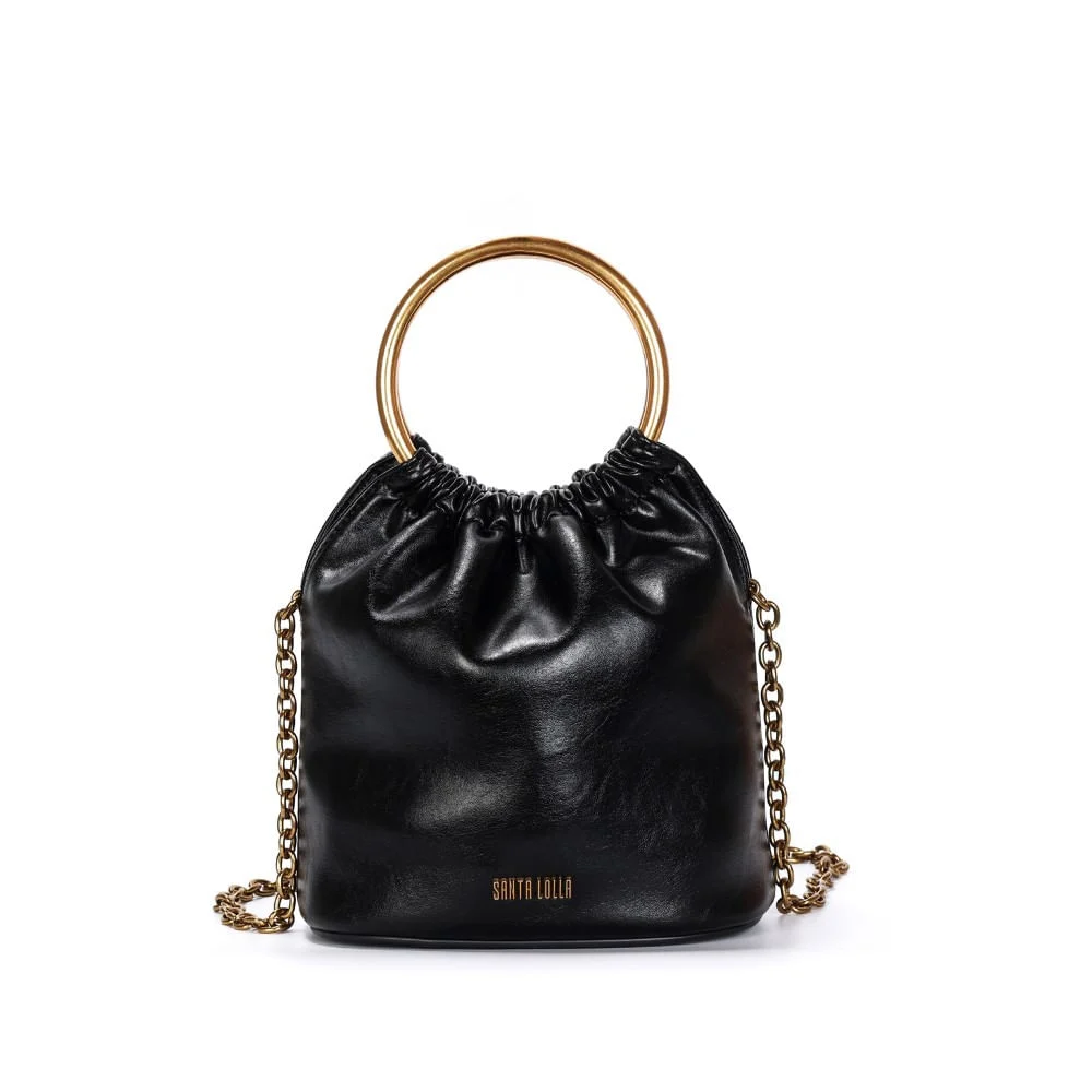 Bolsa Bucket Rustico Preta Alça Dupla - vista 1 de 3
