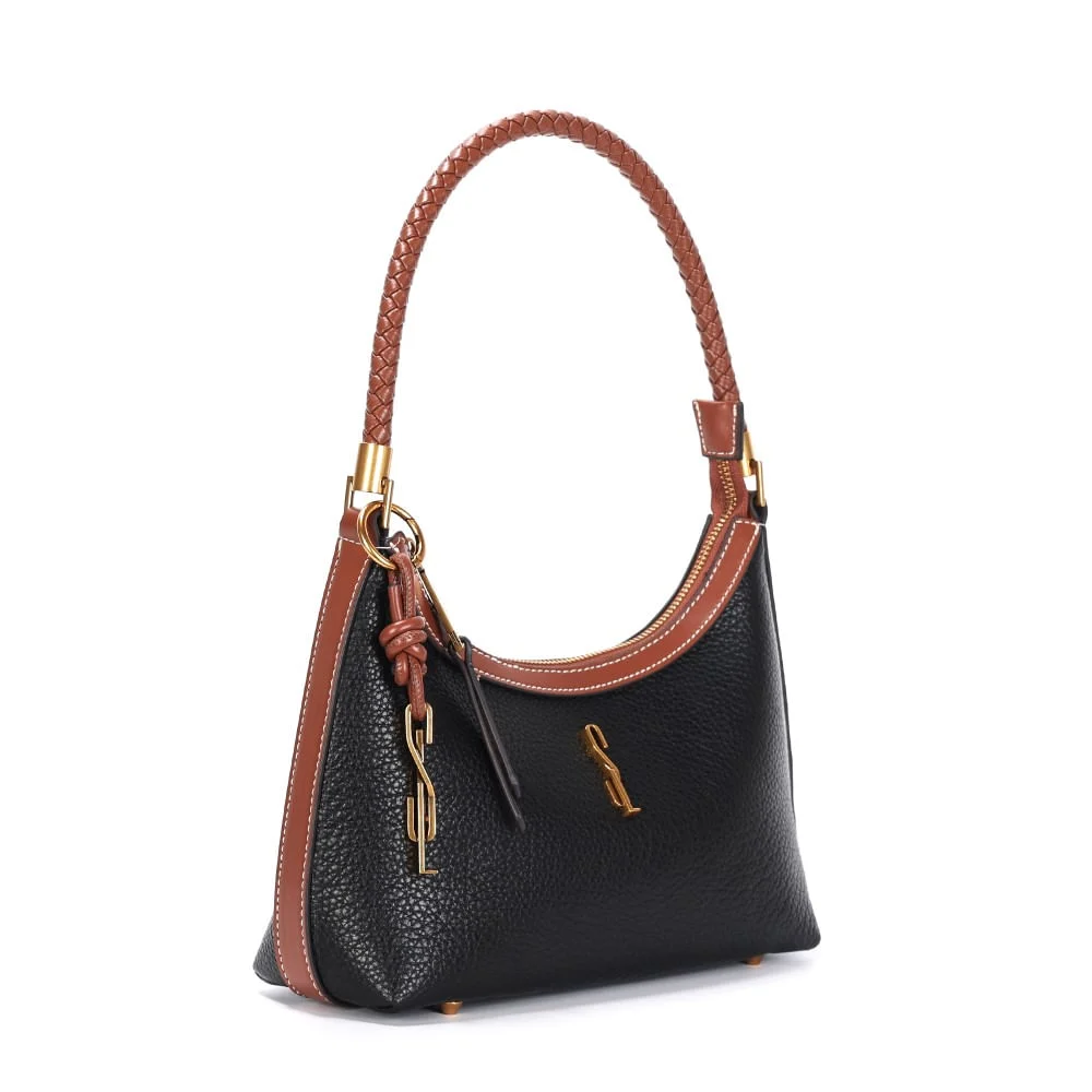 Bolsa Baguete Pequena Floater Preto E Marrom - vista 1 de 3