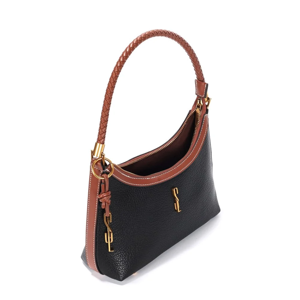 Bolsa Baguete Pequena Floater Preto E Marrom - vista 3 de 3