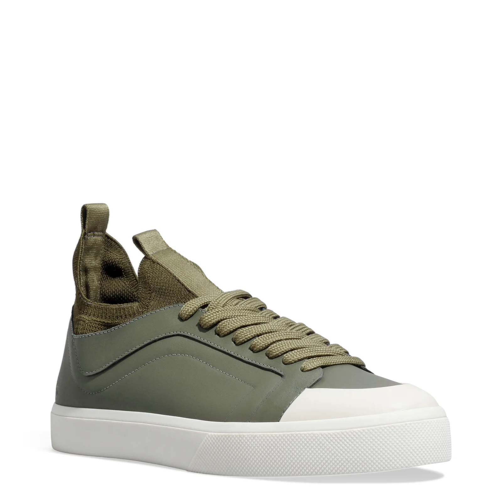 Tênis Masculino Couro Confort Knit Verde - vista 2 de 4