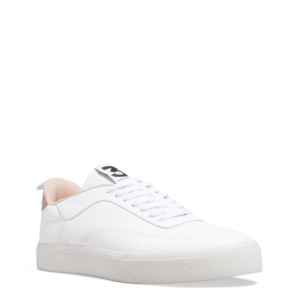 Tênis Masculino Couro Confort Branco E Bege - vista 2 de 4