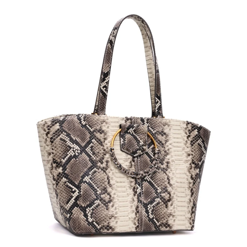 Bolsa Grande Estampa Animal Print Cobra Alça Ombro - vista 2 de 7
