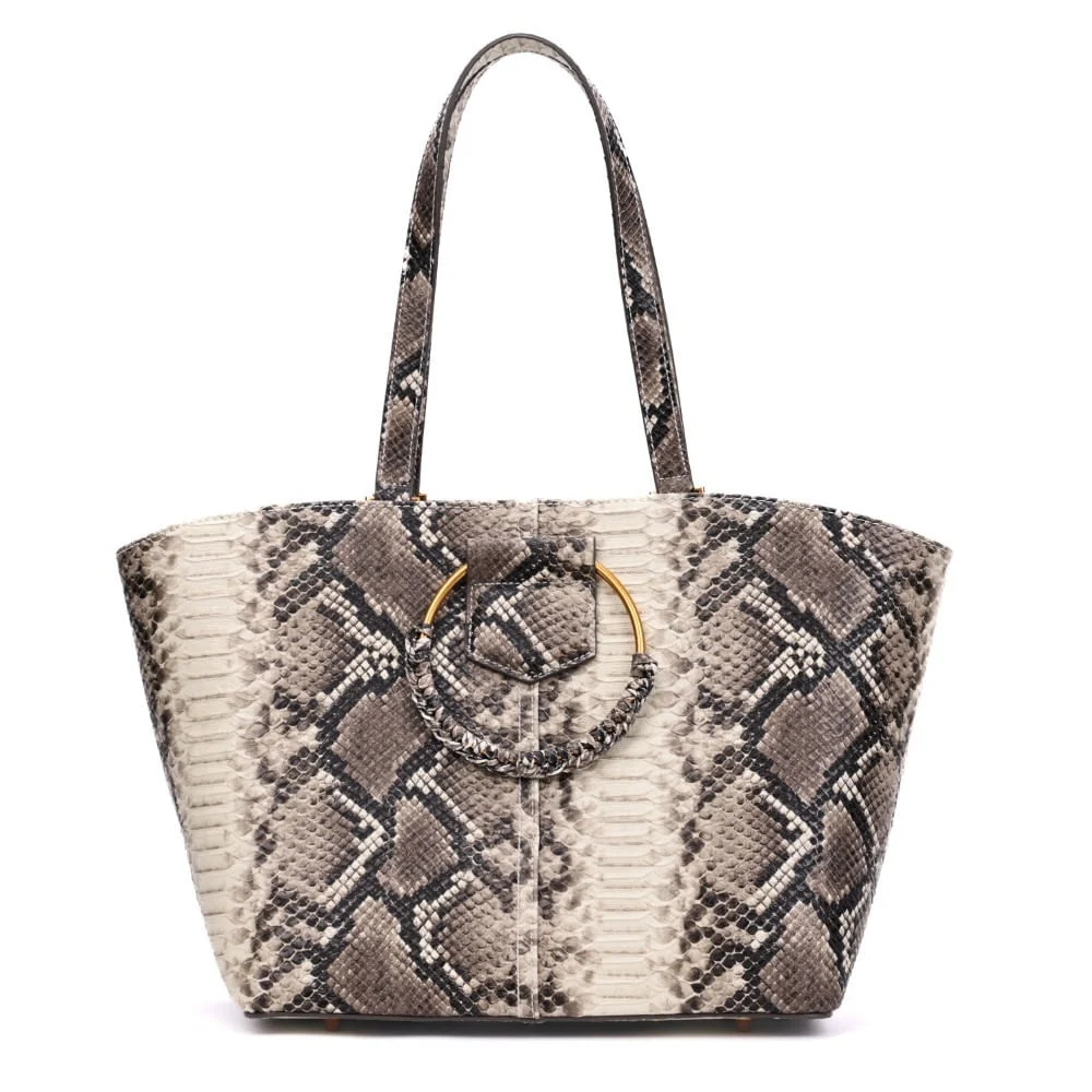 Bolsa Grande Estampa Animal Print Cobra Alça Ombro - vista 5 de 7