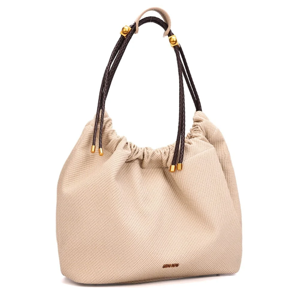 Bolsa Grande Material Canvas Bege Alça Ombro - vista 1 de 6