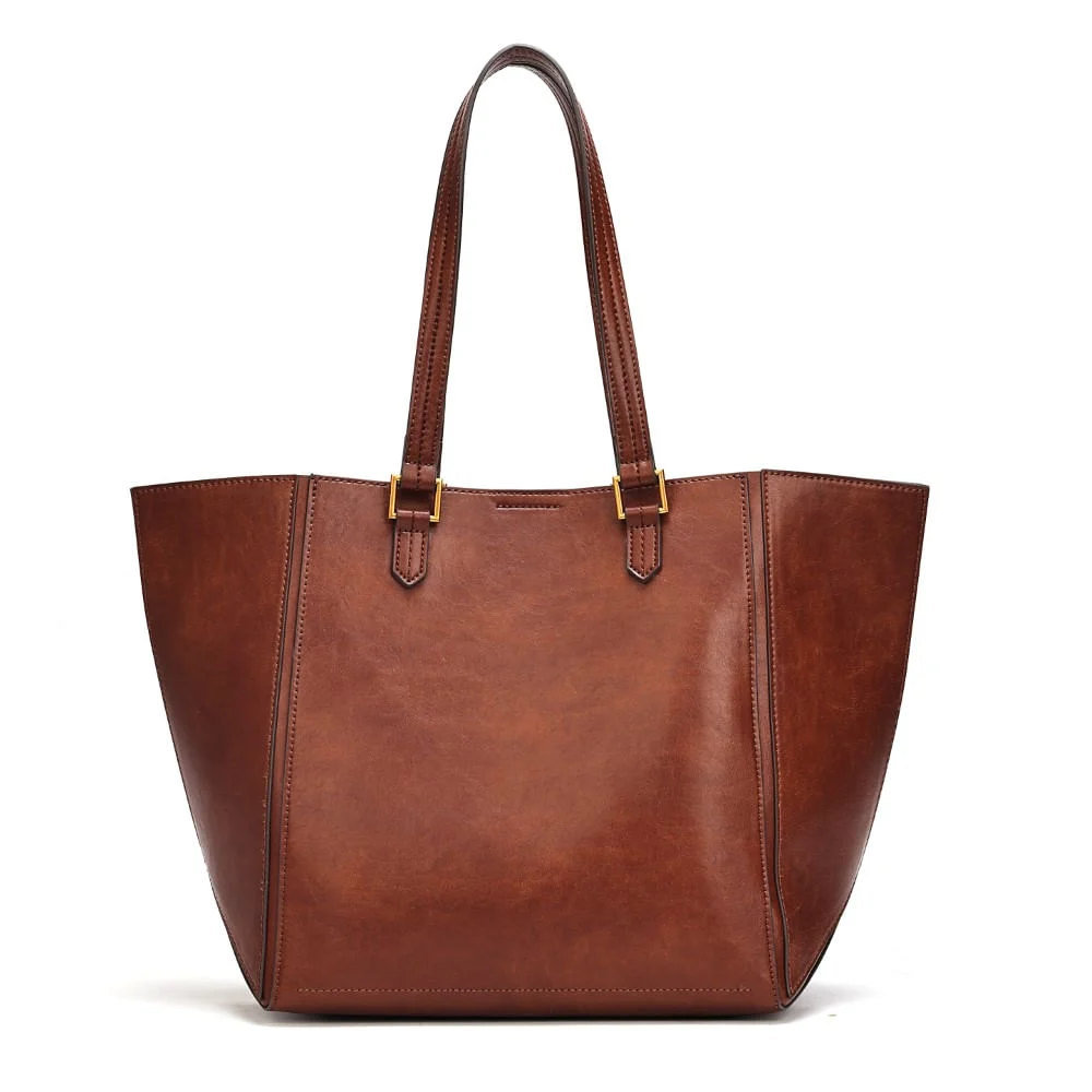 Bolsa Grande Material Rustico Marrom Alça Ombro - vista 6 de 9