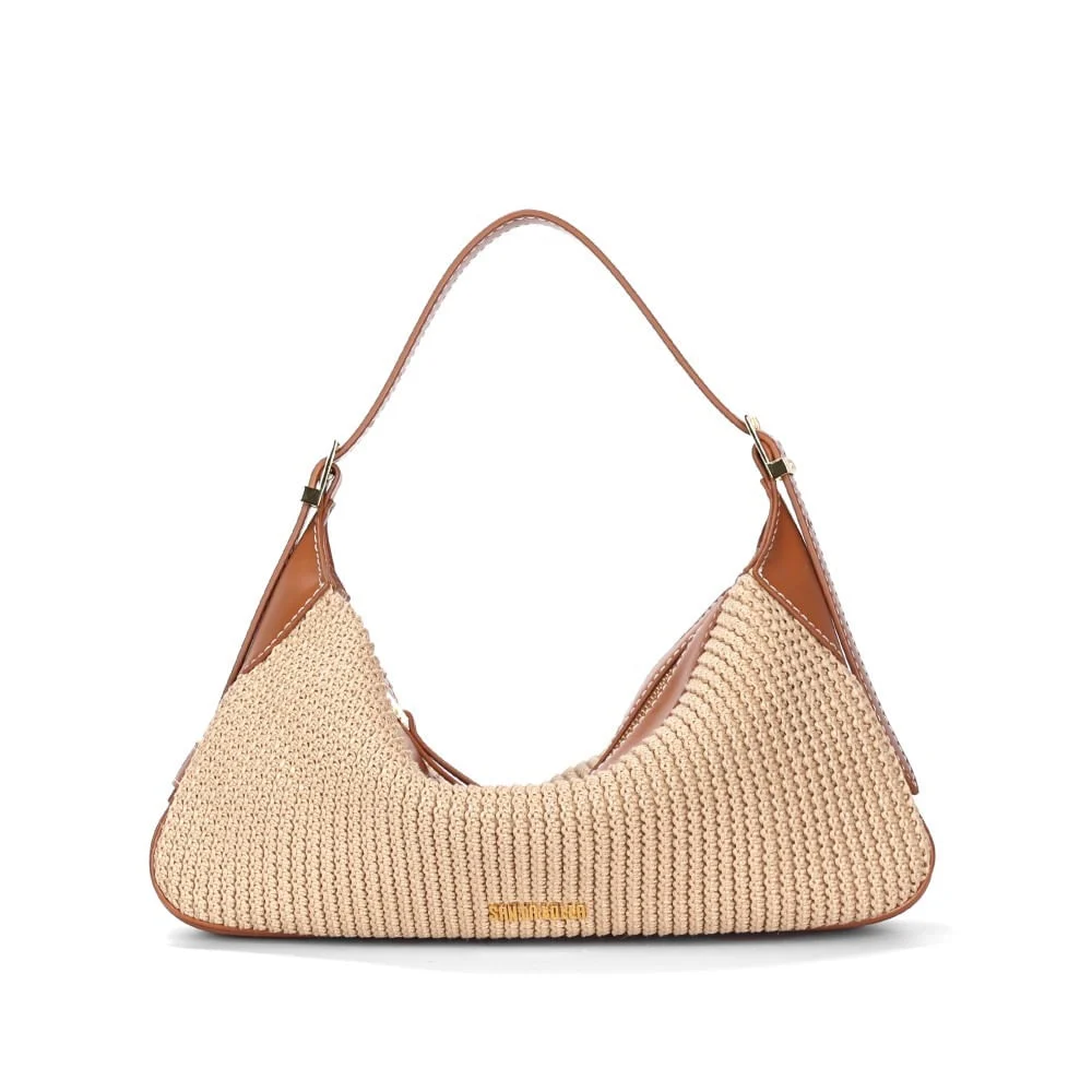 Bolsa Hobo Tramado Bege Alça Ombro - vista 1 de 3