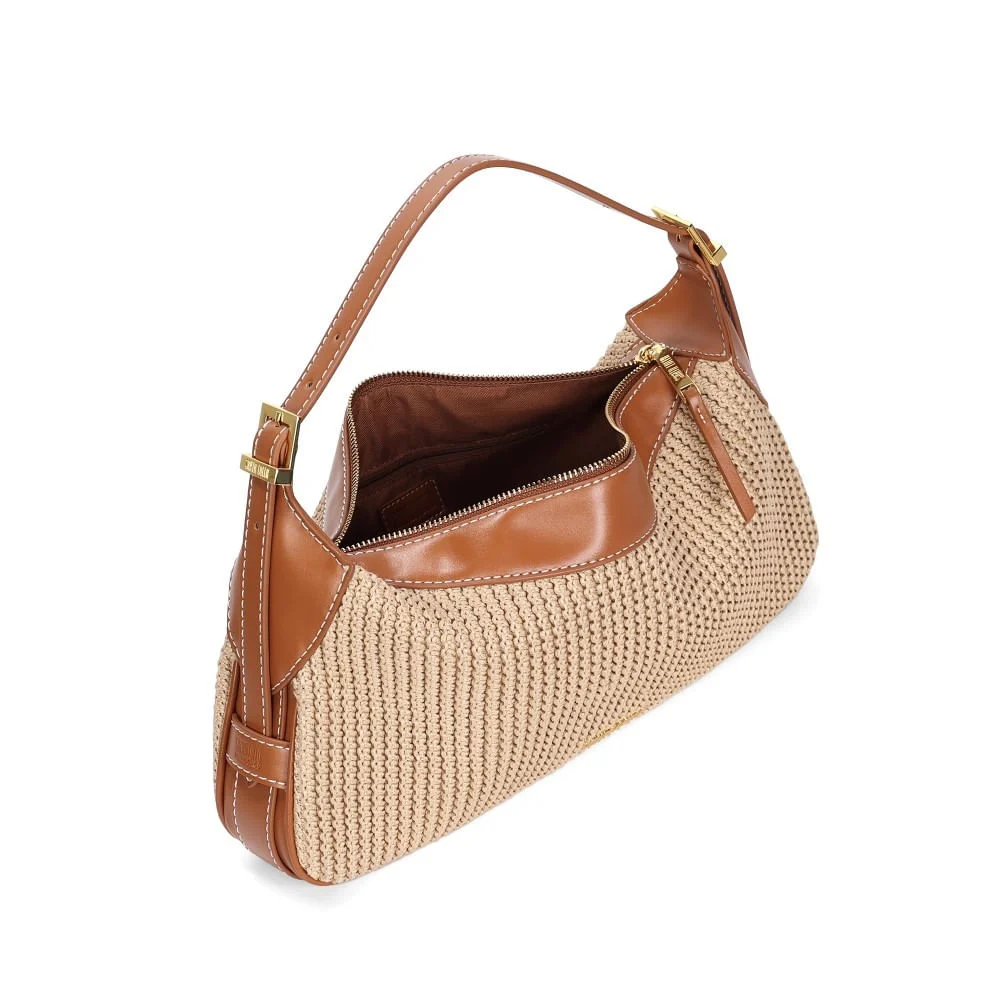 Bolsa Hobo Tramado Bege Alça Ombro - vista 3 de 3
