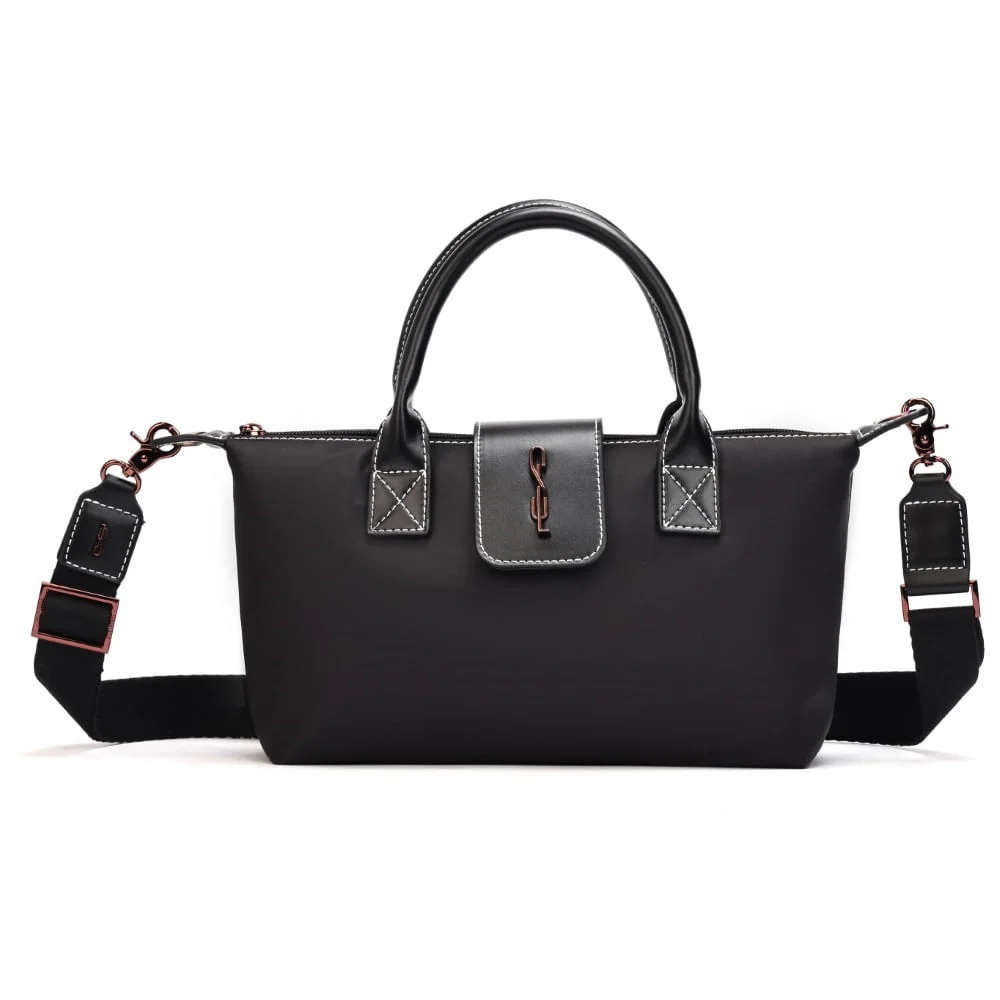 Bolsa Shopper Pequena Nylon Preta Alça Transversal - vista 1 de 7