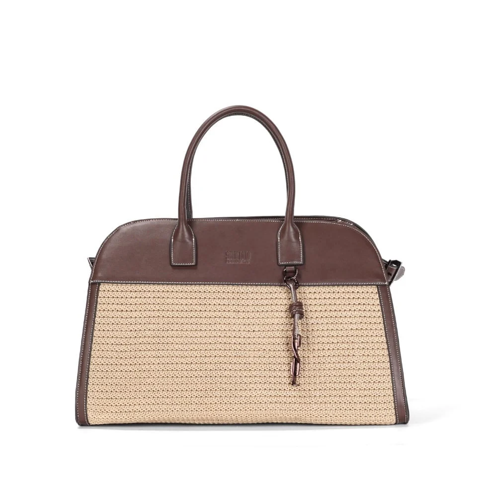 Bolsa Grande Tramado Marrom Dark - vista 1 de 3