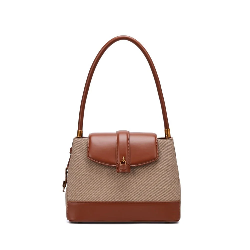 Bolsa Material Canvas Marrom Alça Ombro - vista 1 de 5
