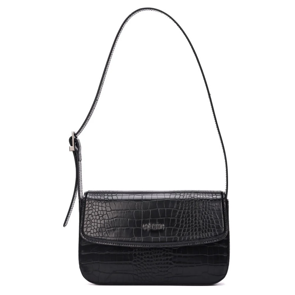 Bolsa Croco Preta Alça Ombro - vista 1 de 7