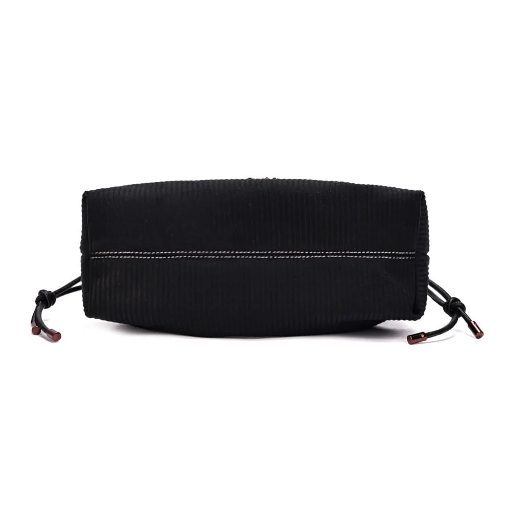 Bolsa Veludo Cotele Preto Alça Ombro - vista 4 de 5
