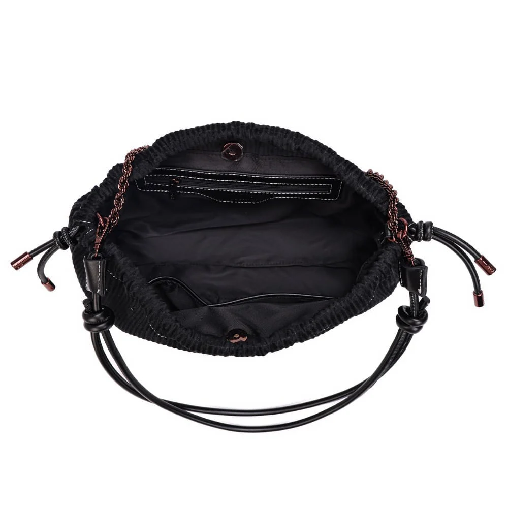 Bolsa Veludo Cotele Preto Alça Ombro - vista 5 de 5