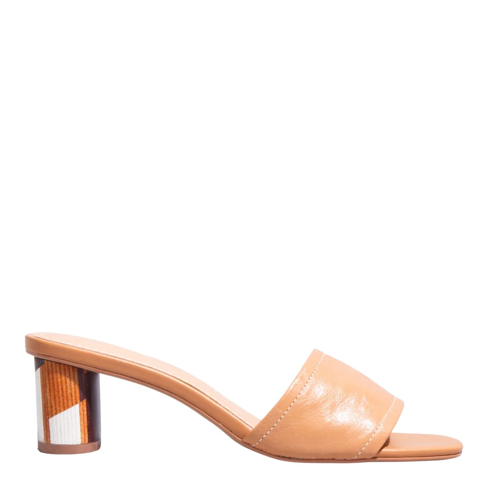 Mule Couro Caramelo Salto Grosso Estampado - vista 1 de 3