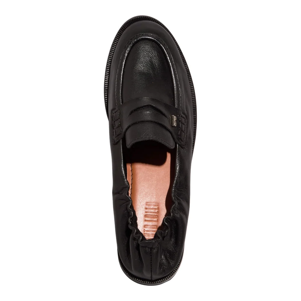 Mocassim Couro Uruguaio Preto Franzido - vista 4 de 4